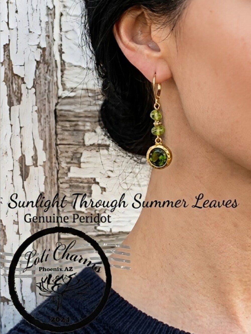 4.20 Carats Genuine Peridot & Peridot Earrings in Brushed Gold over Gold Plated